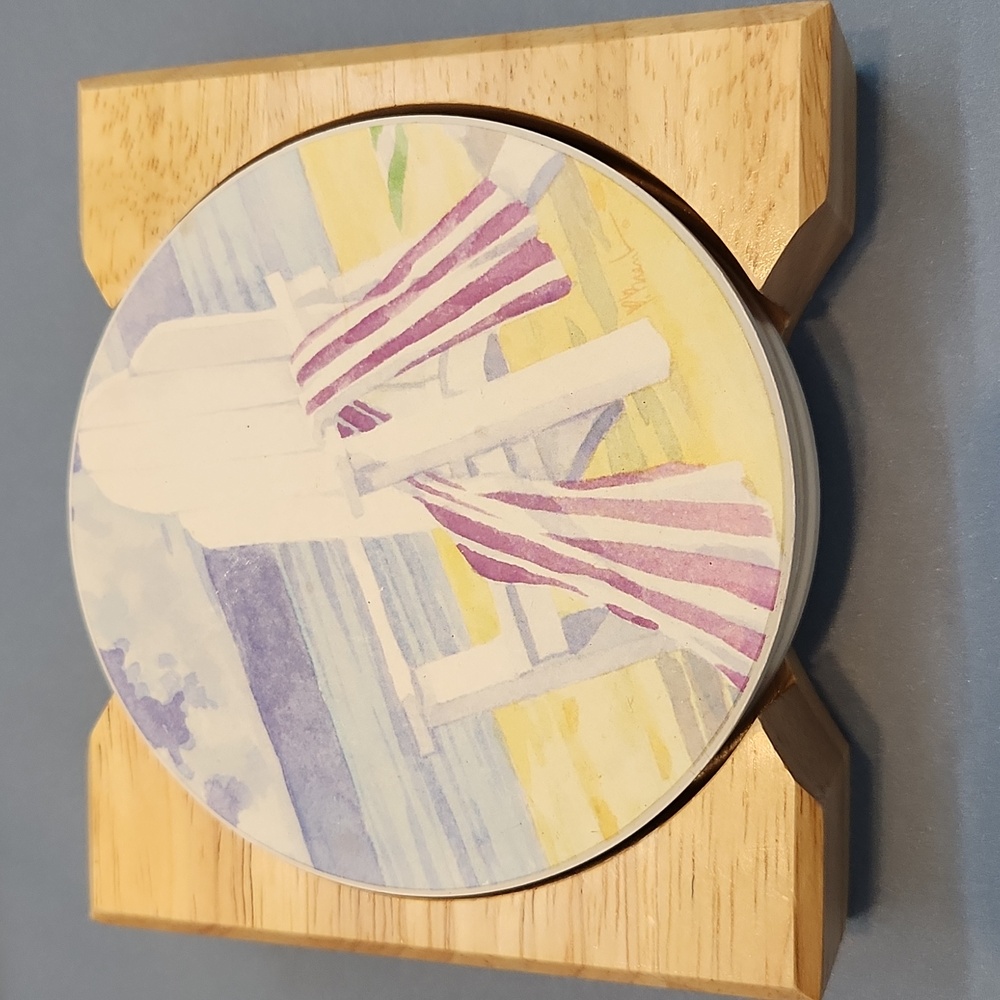 Source Unknown Beach Scene Coaster Set - Picture 2 of 4